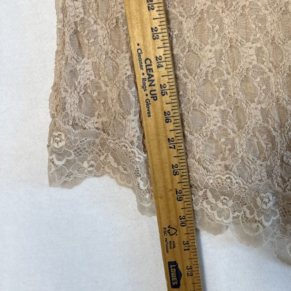 H&M BeigeNWT Sheer Lingerie Slip Dress M Lace Camisole Asymmetrical Hem Coquette - Picture 9 of 11